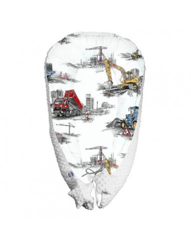 Koparki - Duży Kokon Niemowlęcy 110x70 cm Bawełna + Minky