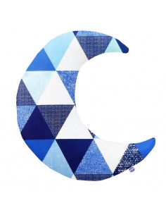 Trójkąty błękitne - Poduszka Dekoracyjna Bawełniana Księżyc 45x45 cm