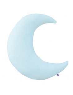 Błękitny - Poduszka Dekoracyjna Bawełna + Minky Księżyc 45x45 cm