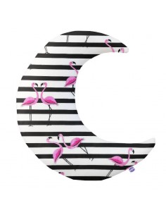 Flamingi - Poduszka Dekoracyjna Bawełna + Minky Księżyc 45x45 cm