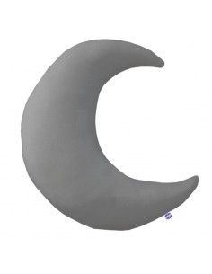Grafitowy - Poduszka Dekoracyjna Bawełna + Minky Księżyc 45x45 cm