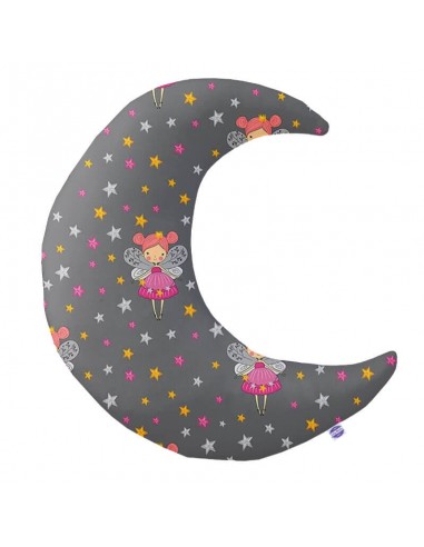Księżniczki - Poduszka Dekoracyjna Bawełna + Minky Księżyc 45x45 cm