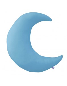 Niebieski - Poduszka Dekoracyjna Bawełna + Minky Księżyc 45x45 cm