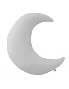 Szary - Poduszka Dekoracyjna Bawełna + Minky Księżyc 45x45 cm