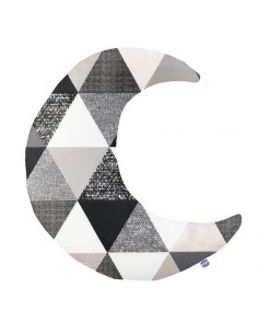 Trójkąty szare - Poduszka Dekoracyjna Bawełna + Minky Księżyc 45x45 cm