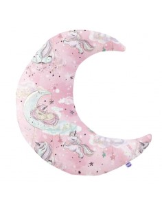 Unicorn pink - Poduszka Dekoracyjna Bawełna + Minky Księżyc 45x45 cm