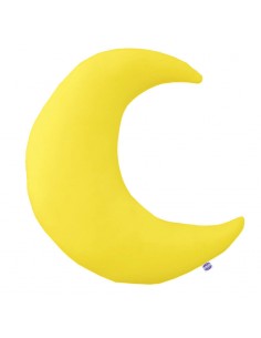 Żółty - Poduszka Dekoracyjna Bawełna + Minky Księżyc 45x45 cm