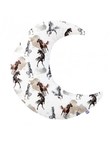 Konie - Poduszka Dekoracyjna Bawełna + Velvet Księżyc 45x45 cm
