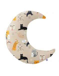 Kotki - Poduszka Dekoracyjna Bawełna + Velvet Księżyc 45x45 cm