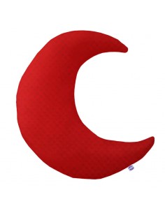 Czerwony - Poduszka Dekoracyjna Księżyc Minky + Minky - 45x45 cm