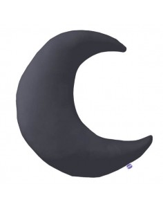 Ciemny szary - Poduszka Dekoracyjna Bawełniana Księżyc 45x45 cm