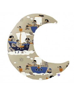 Piraci - Poduszka Dekoracyjna Bawełna + Minky Księżyc 45x45 cm