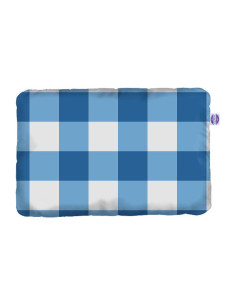 Krata niebieska - Poduszka bawełna + wafel - dowolny rozmiar