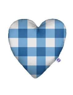 Krata niebieska - Poduszka Dekoracyjna Serce Wafel + Bawełna 48x48 cm