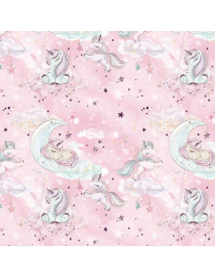 Unicorn pink - Prześcieradło Bawełniane Bez Gumki - Dowolny Rozmiar
