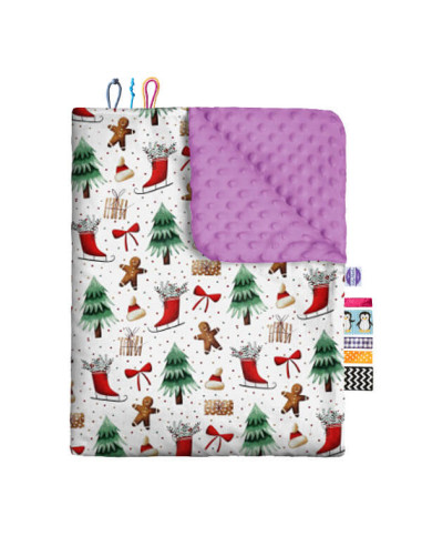 Święta - Kocyk do fotelika samochodowego - bawełna + minky