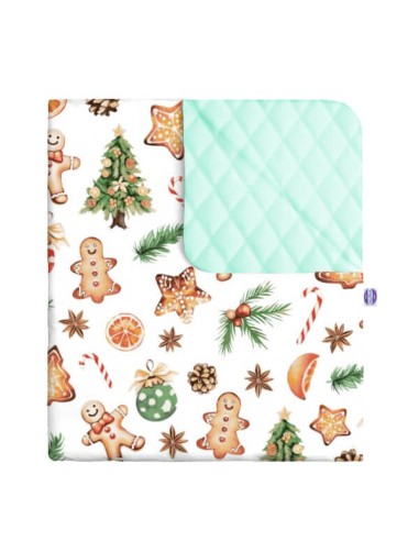 Święta - Narzuta velvet + bawełna - dowolny rozmiar