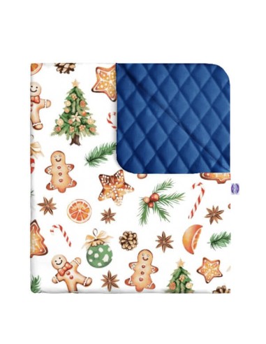 Święta - Narzuta velvet + bawełna - dowolny rozmiar