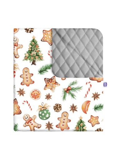 Święta - Narzuta velvet + bawełna - dowolny rozmiar