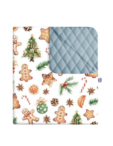 Święta - Narzuta velvet + bawełna - dowolny rozmiar