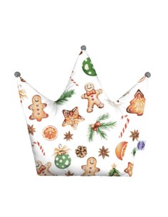 Święta - Poduszka Dekoracyjna Bawełna + Minky Korona 48x42 cm