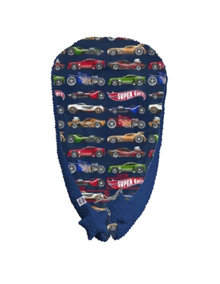 Super cars - Duży Kokon Niemowlęcy 110x70 cm Bawełna + Minky