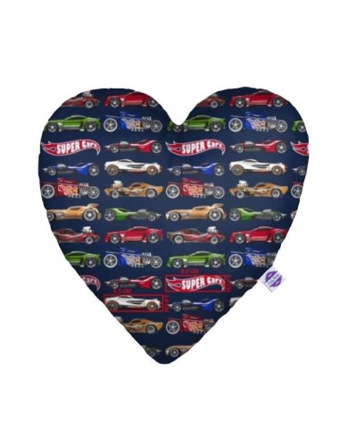 Super cars - Poduszka Dekoracyjna Serce Wafel + Bawełna 48x48 cm