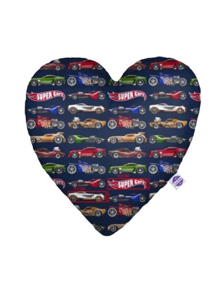 Super cars - Poduszka Dekoracyjna Velvet + Bawełna Serce 48x48 cm
