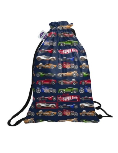 Super cars - Worek/ Plecak Bawełniany na Buty, ubranka, zabawki itp. - Rozmiar 30x40 cm