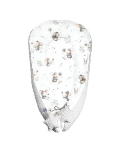 Myszki - Duży Kokon Niemowlęcy 110x70 cm Bawełna + Minky