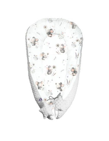 Myszki - Duży Kokon Niemowlęcy 110x70 cm Bawełna + Minky
