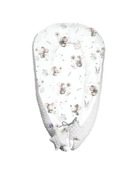 Myszki - Duży Kokon Niemowlęcy 110x70 cm Bawełna + Minky