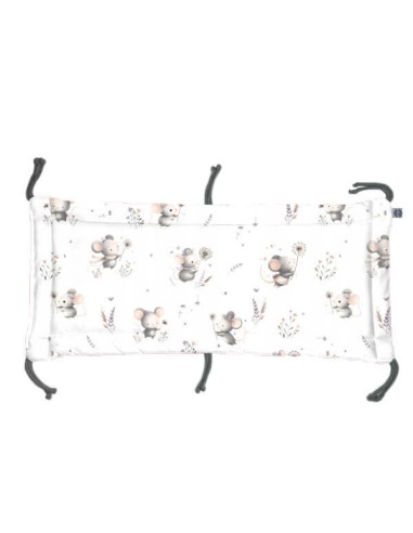 Myszki - Moduł 60x30 cm Ochraniacza na Szczebelki do Łóżeczka 60x120 cm - dwustronnie bawełniany