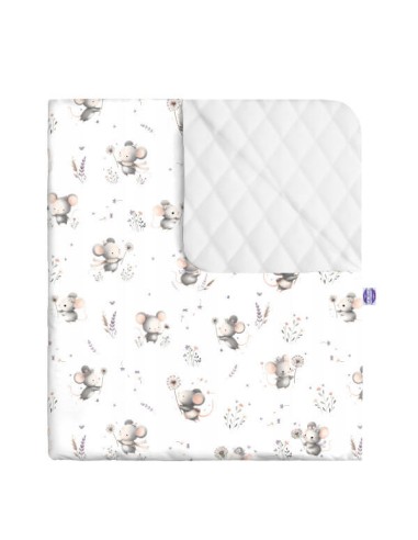 Myszki - Narzuta velvet + bawełna - dowolny rozmiar