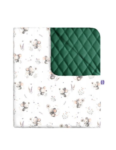 Myszki - Narzuta velvet + bawełna - dowolny rozmiar