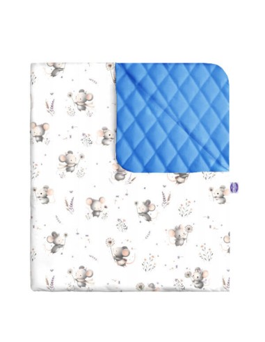 Myszki - Narzuta velvet + bawełna - dowolny rozmiar