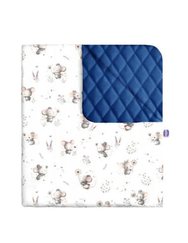 Myszki - Narzuta velvet + bawełna - dowolny rozmiar