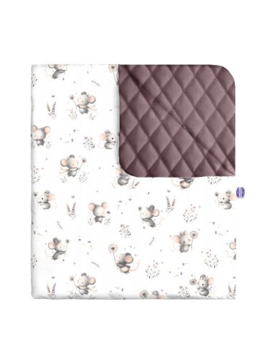 Myszki - Narzuta velvet + bawełna - dowolny rozmiar