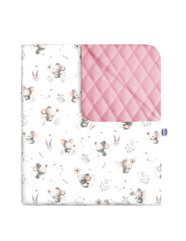 Myszki - Narzuta velvet + bawełna - dowolny rozmiar