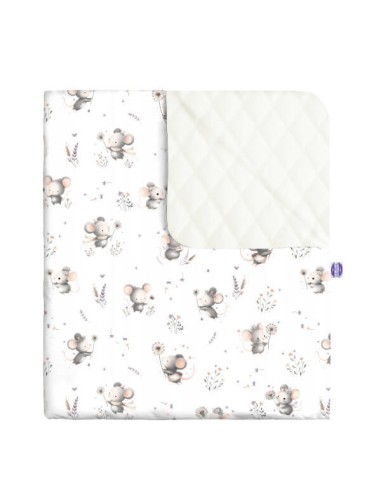 Myszki - Narzuta velvet + bawełna - dowolny rozmiar