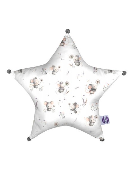 Myszki - Poduszka Dekoracyjna Bawełna + Minky Gwiazda 45x45 cm