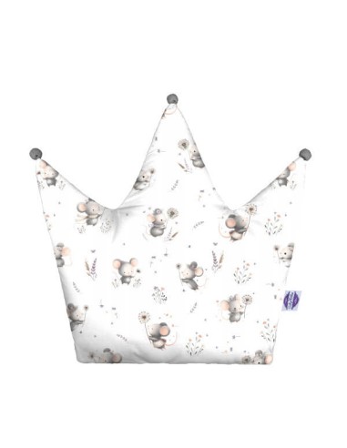 Myszki - Poduszka Dekoracyjna Velvet + Bawełna Korona 48x42 cm