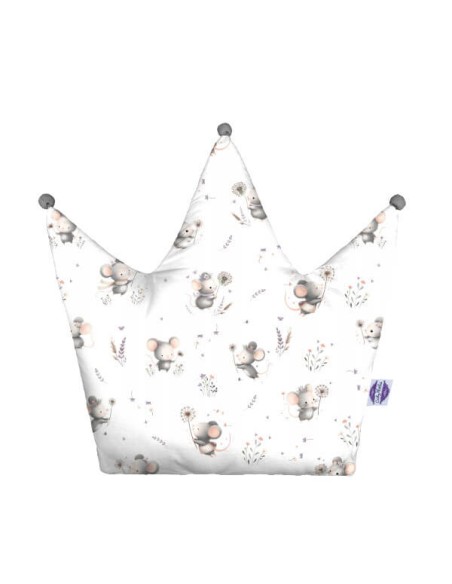 Myszki - Poduszka Dekoracyjna Velvet + Bawełna Korona 48x42 cm