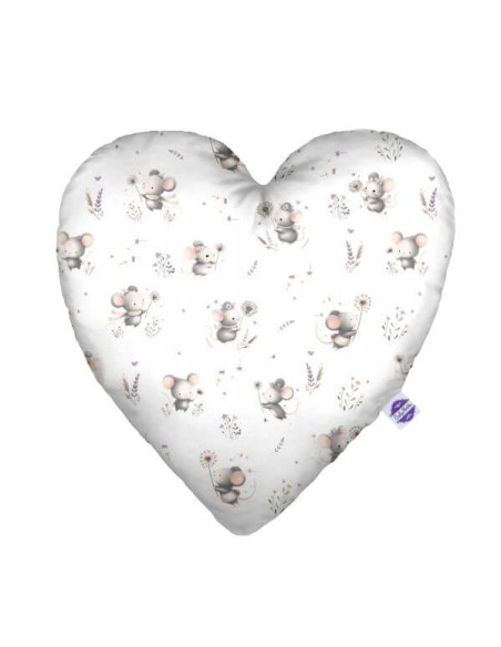 Myszki - Poduszka Dekoracyjna Velvet + Bawełna Serce 48x48 cm