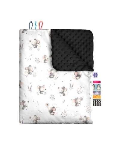 Myszki - Zestaw - Kocyk Minky + Poduszka Minky - dowolny rozmiar