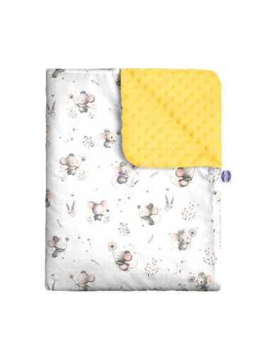 Myszki - Zestaw - Kocyk Minky + Poduszka Minky - dowolny rozmiar