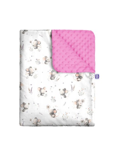 Myszki - Zestaw - Kocyk Minky + Poduszka Minky - dowolny rozmiar