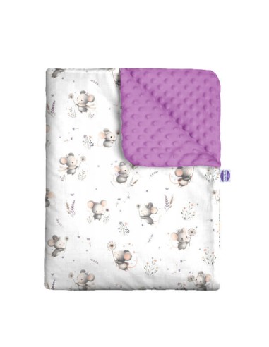 Myszki - Zestaw - Kocyk Minky + Poduszka Minky - dowolny rozmiar