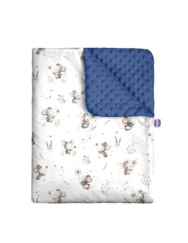 Myszki - Zestaw - Kocyk Minky + Poduszka Minky - dowolny rozmiar