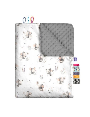 Myszki - Zestaw - Kocyk Minky + Poduszka Minky - dowolny rozmiar